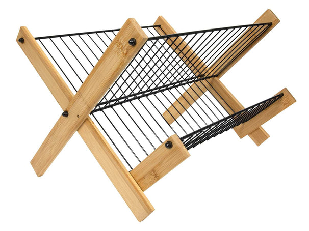 Cookinglife Afdruiprek Opvouwbar - Sort Metal & Bamboe
