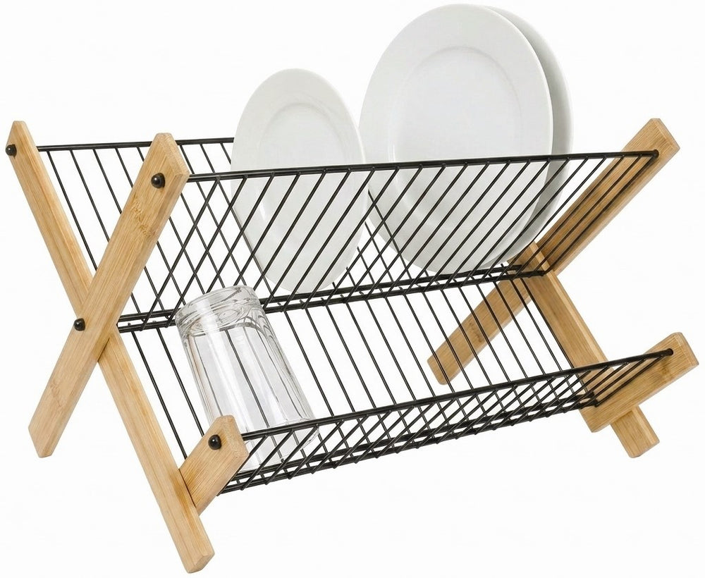 Cookinglife Afdruiprek Opvouwbar - Sort Metal & Bamboe