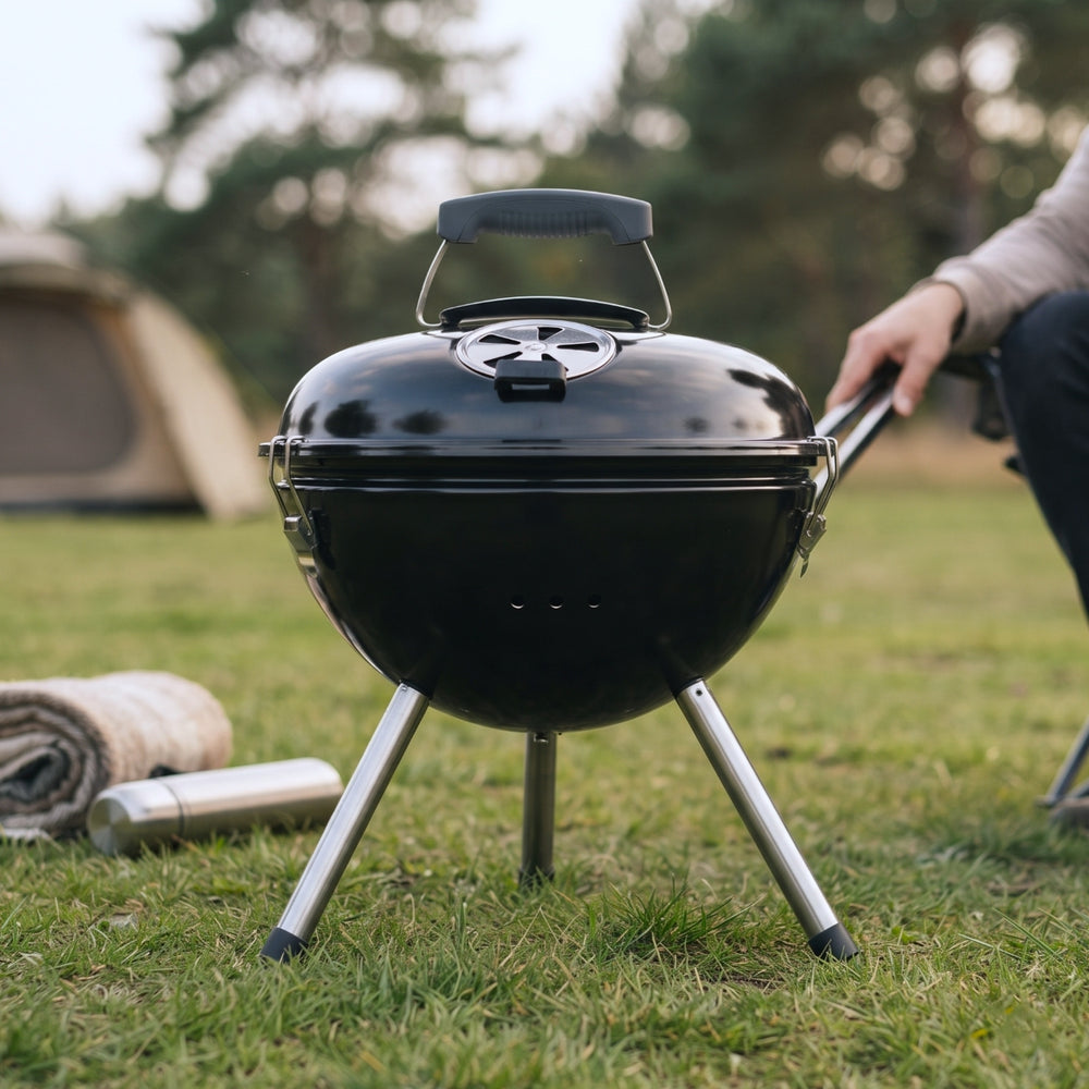 Cookinglife Kogel BBQ med poten - Tafel BBQ - Fire & Flavour - Houtskool - 39 cm - Compact - Zwart