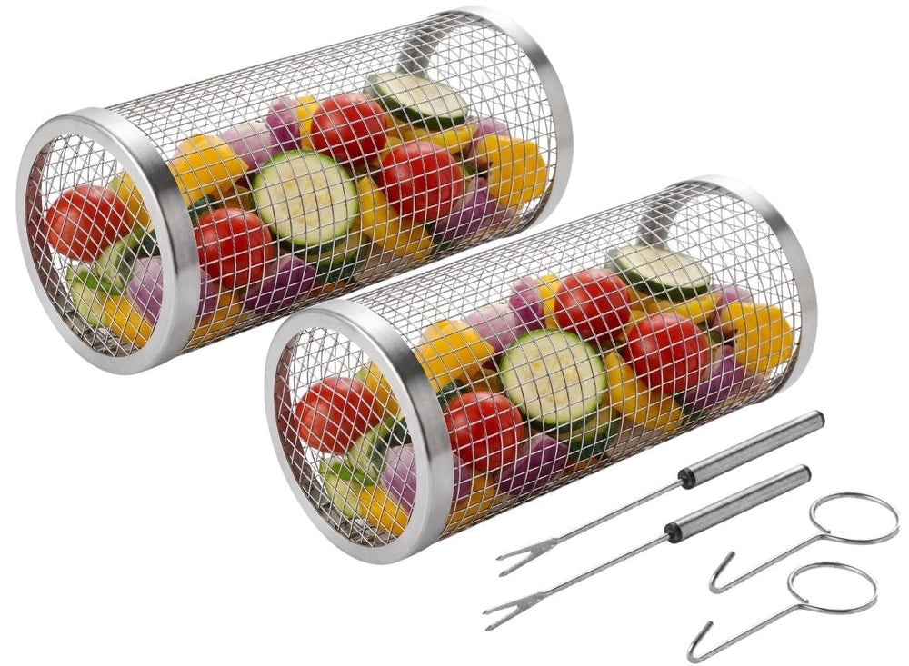 Cookinglife BBQ Rollende Grillmand RVS Ø 9 x 20 cm - Set af 2 stk.