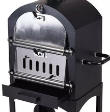 Cookinglife Houtskool BBQ Pizzaovn Fire & Flavour - 156 cm høj - Inkluderer Pizzasten & Grillriste - Sort
