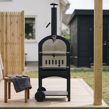 Cookinglife Houtskool BBQ Pizzaovn Fire & Flavour - 156 cm høj - Inkluderer Pizzasten & Grillriste - Sort