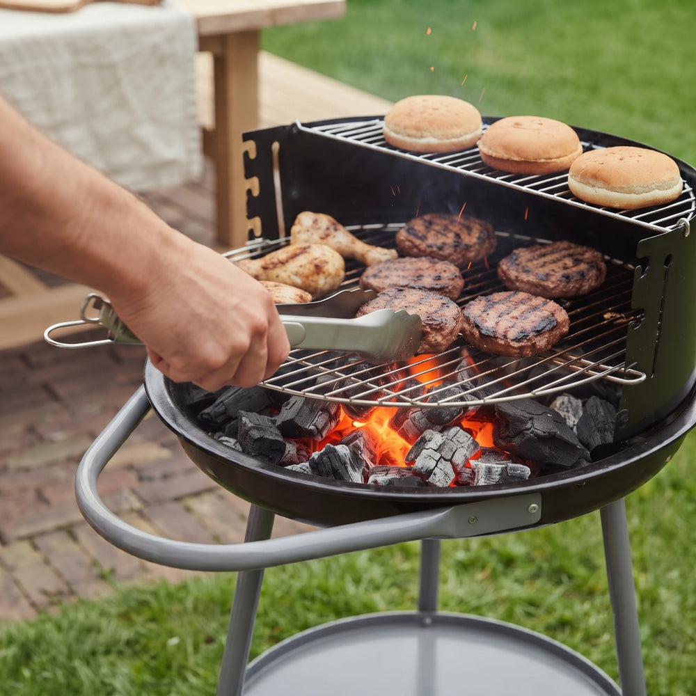 Cookinglife Halfopen BBQ med hjul Fire & Flavour - Kul - 51 cm - Sort