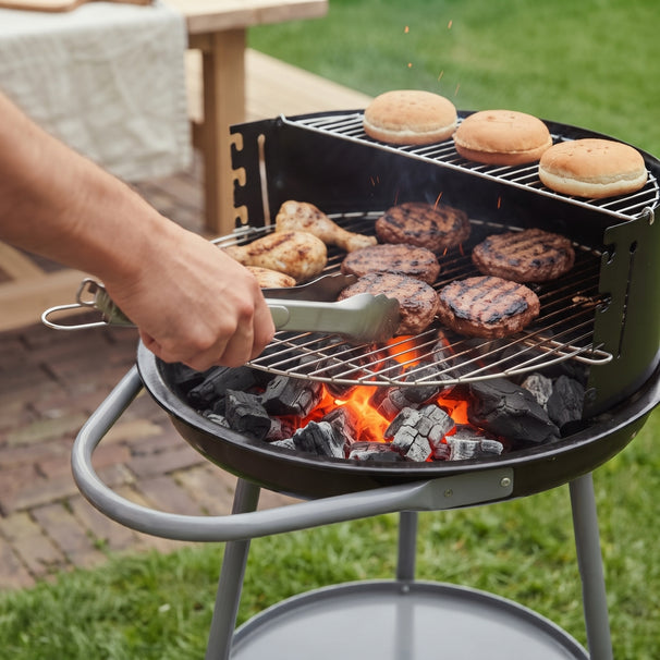 Cookinglife Halfopen BBQ med hjul Fire & Flavour - Kul - 51 cm - Sort