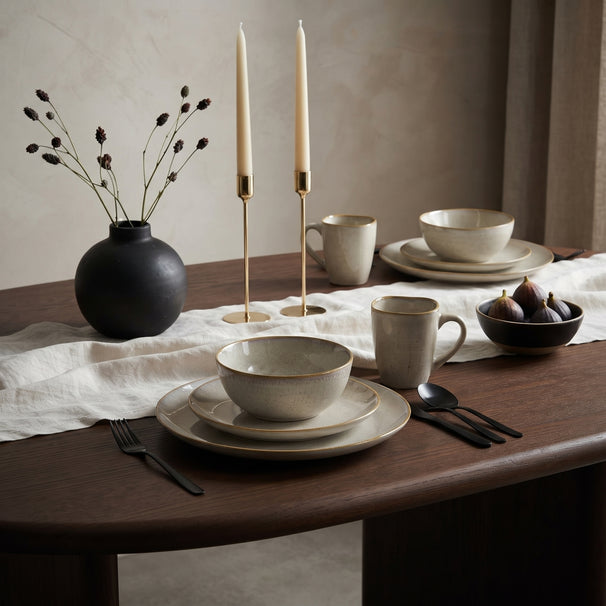 Cookinglife Serviesset Linen Beige 18-delt / 6 personer - 6 middagstallerkener, 6 morgenmadstallerkener og 6 skåle