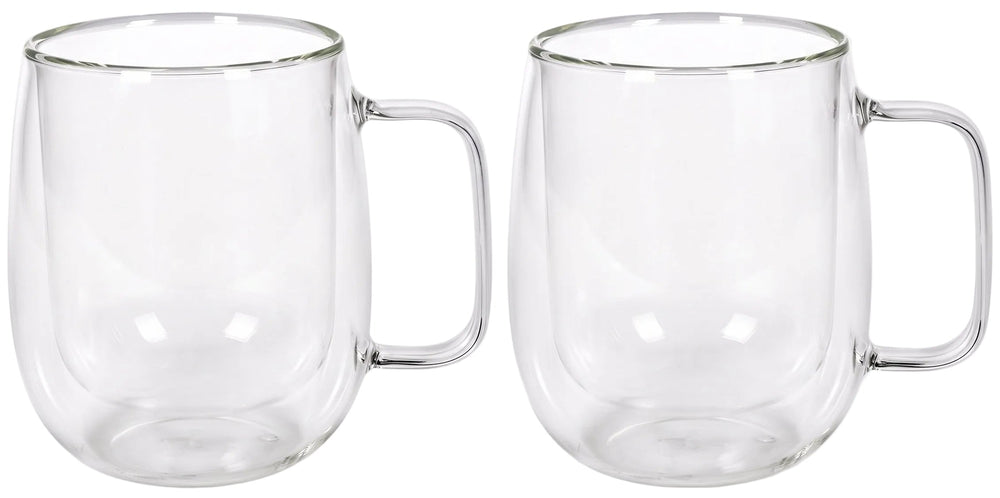 Cookinglife Dobbeltvægget Latte macchiato- / teglas med håndtag - 400 ml - 2 Stk.