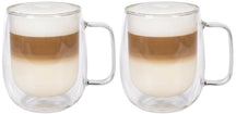 Cookinglife Dobbeltvægget Latte macchiato- / teglas med håndtag - 400 ml - 2 Stk.