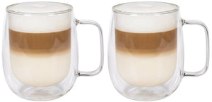 Cookinglife Dobbeltvægget Latte macchiato- / teglas med håndtag - 400 ml - 2 Stk.