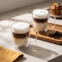 Cookinglife Dobbeltvægget Latte macchiato- / teglas med håndtag - 400 ml - 2 Stk.