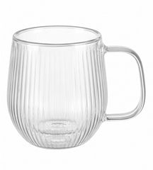 Cookinglife Dobbeltvæggede Cappuccino- / teglas med håndtag Lines - 250 ml - 2 Styk