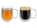 Cookinglife Dobbeltvæggede Cappuccino- / teglas med håndtag Lines - 250 ml - 2 Styk