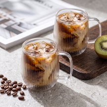 Cookinglife Dobbeltvæggede Cappuccino- / teglas med håndtag Lines - 250 ml - 2 Styk