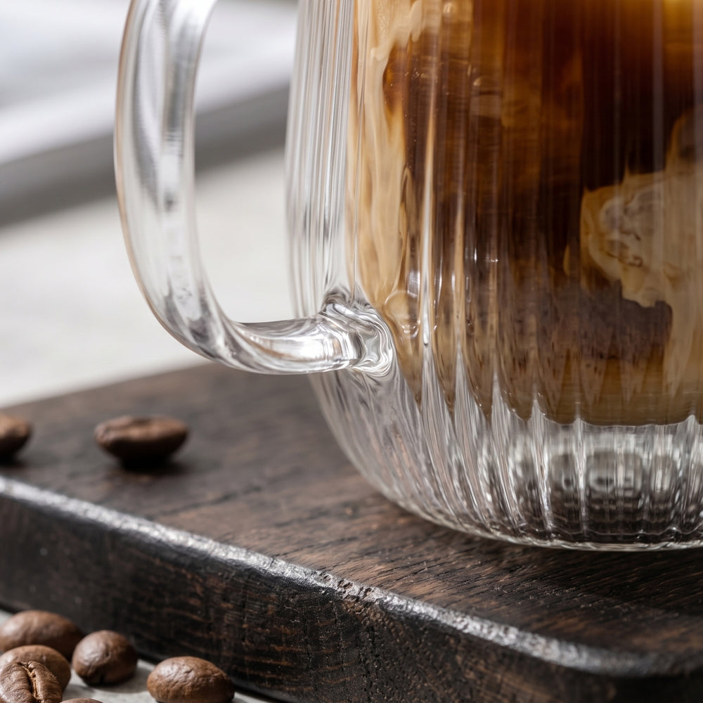 Cookinglife Dobbeltvæggede Cappuccino- / teglas med håndtag Lines - 250 ml - 2 Styk