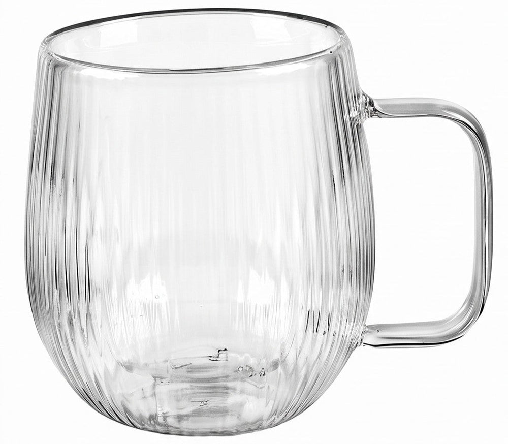 Cookinglife Dubbelvæggede Kaffe- / teglas med håndtag Lines - 350 ml - 2 Stk.
