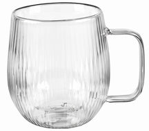Cookinglife Dubbelvæggede Kaffe- / teglas med håndtag Lines - 350 ml - 2 Stk.