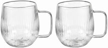Cookinglife Dubbelvæggede Kaffe- / teglas med håndtag Lines - 350 ml - 2 Stk.