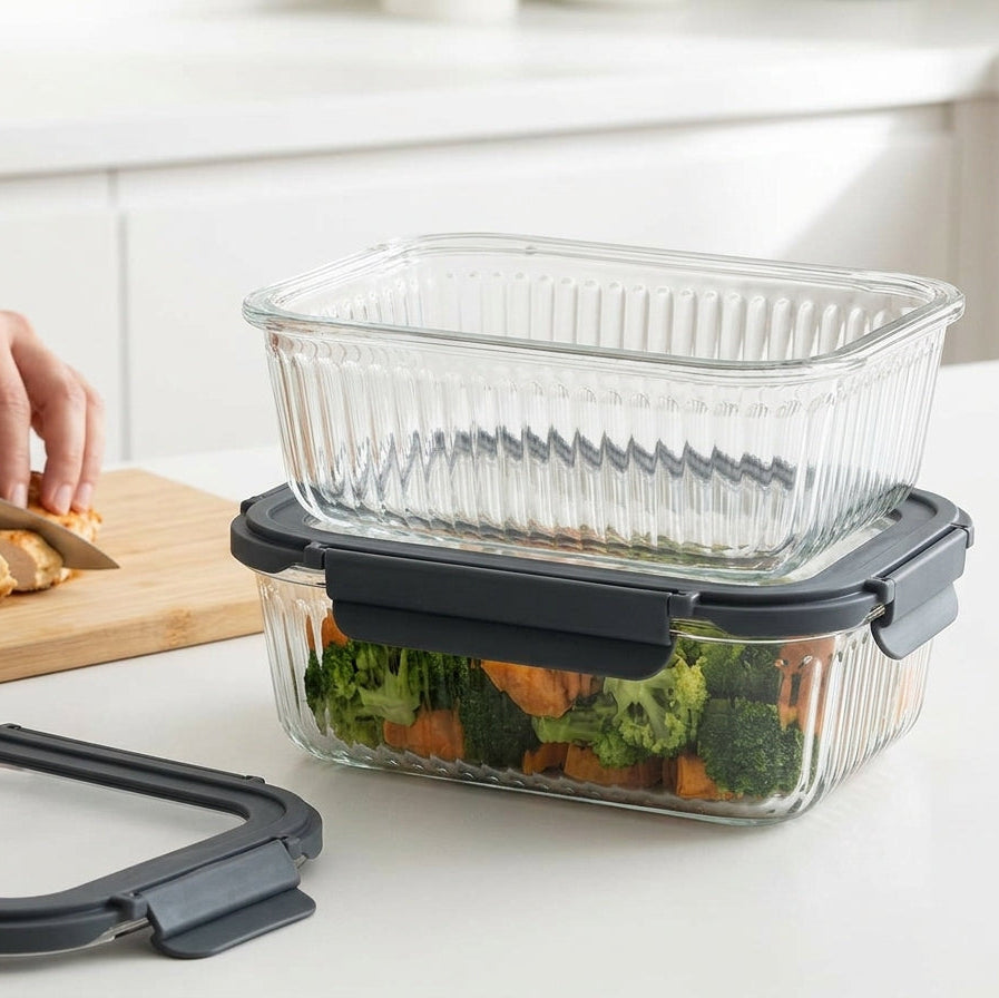 Cookinglife Glas Opbevaringsbokse Boro Lines 1.5 Liter - 2 Stykker