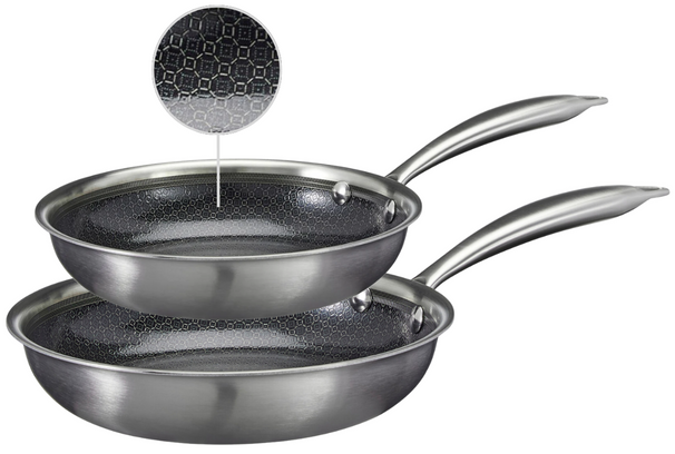 Cookinglife Koekenpannenset HexaCook - Hybride Pan 2-Delig ø 24 & 28 cm - NON STICK - egnet til alle varmekilder - keramisk non-stick belægning