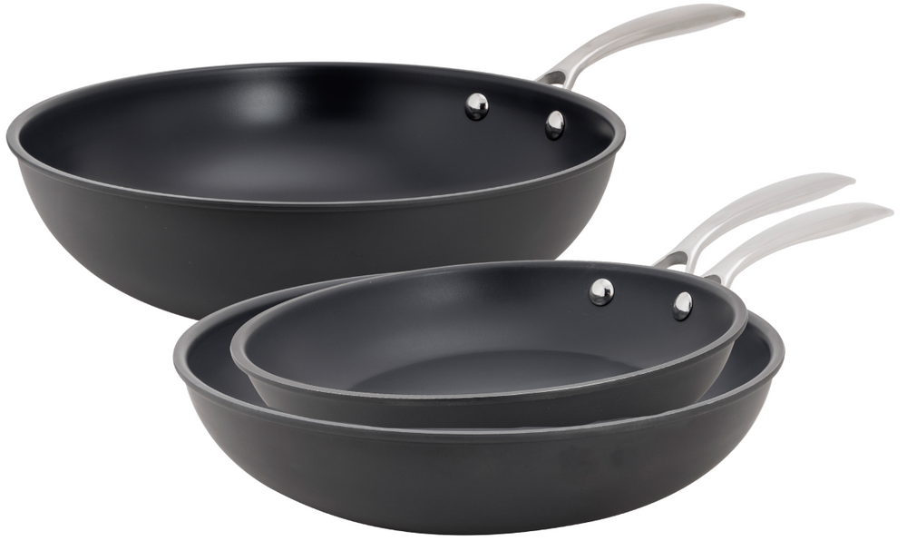 Cookinglife Pannenset Revolt 3-delt - Wokpande ø 28 cm + Stegepande ø 24 & 28 cm - egnet til alle varmekilder - keramisk non-stick belægning