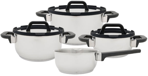 Cookinglife Pannenset Stay Cool 7-Delig - RVS - Kookpan Ø 16, 20, 24 cm & Steelpan Ø 16 cm - egnet til alle varmekilder