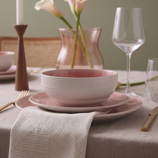 Cookinglife Servicesæt Nola Rosa 18-delt / 6 personer - 6 middagstallerkener, 6 morgenmadstallerkener og 6 skåle