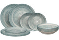 Cookinglife Serviesset Cala Blauw 12-delig / 4 personer - 4 middagstallerkener, 4 morgenmadstallerkener og 4 dybe tallerkener