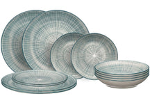 Cookinglife Serviesset Cala Blauw 12-delig / 4 personer - 4 middagstallerkener, 4 morgenmadstallerkener og 4 dybe tallerkener