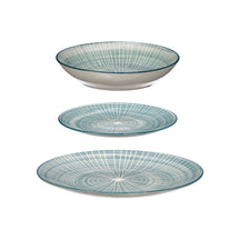 Cookinglife Serviesset Cala Blauw 12-delig / 4 personer - 4 middagstallerkener, 4 morgenmadstallerkener og 4 dybe tallerkener
