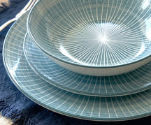 Cookinglife Serviesset Cala Blauw 12-delig / 4 personer - 4 middagstallerkener, 4 morgenmadstallerkener og 4 dybe tallerkener