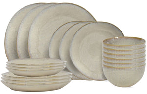 Cookinglife Serviesset Linen Beige 18-delt / 6 personer - 6 middagstallerkener, 6 morgenmadstallerkener og 6 skåle