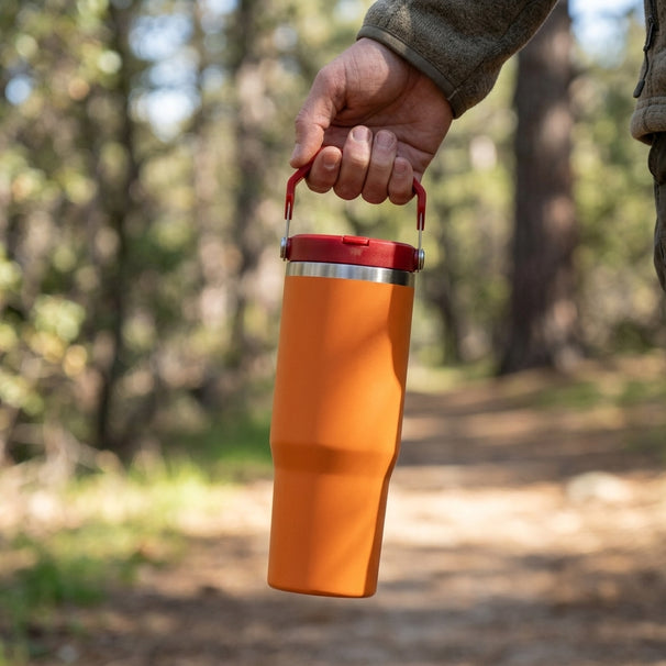 Cookinglife Termokop med sugerør - Tumbler - Orange - 900 ml