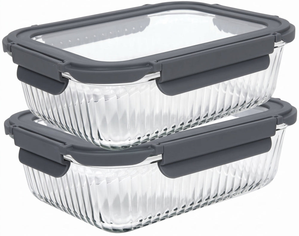Cookinglife Glas Opbevaringsbokse Boro Lines 1.5 Liter - 2 Stykker