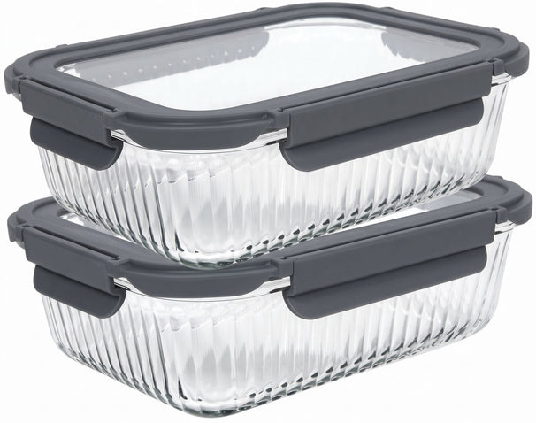 Cookinglife Glas Opbevaringsbokse Boro Lines 1.5 Liter - 2 Stykker