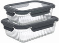 Cookinglife Glas Opbevaringsbokse Lines 1 Liter + 1.5 Liter - 2 Stykker