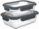 Cookinglife Glas Opbevaringsbokse Lines 1 Liter + 1.5 Liter - 2 Stykker