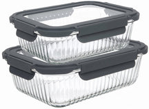 Cookinglife Glas Opbevaringsbokse Lines 1 Liter + 1.5 Liter - 2 Stykker