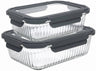Cookinglife Glas Opbevaringsbokse Lines 1 Liter + 1.5 Liter - 2 Stykker