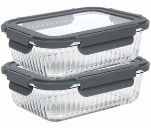 Cookinglife Glas Opbevaringsbokse Lines 1 Liter - 2 Stykker