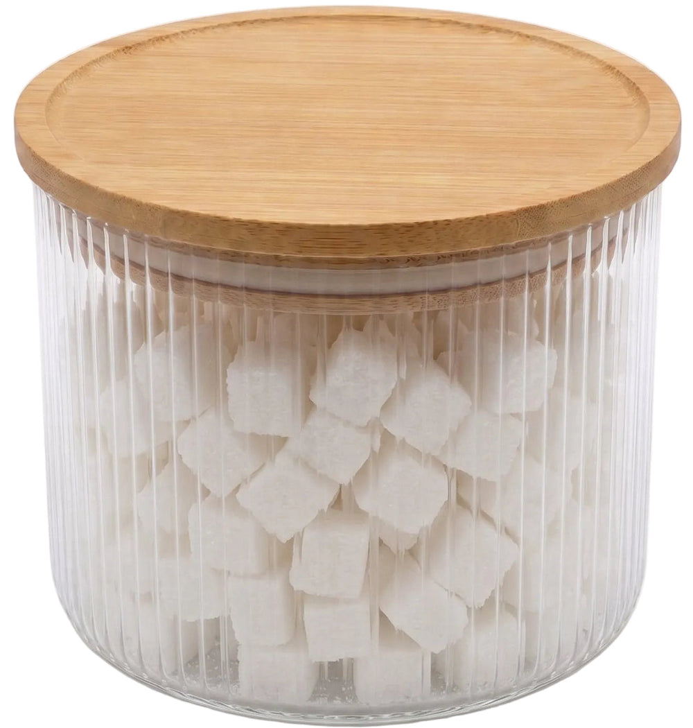 Cookinglife Opbevaringskrukker sæt Lines - Glas med Bambuslåg - 600 ml / 980 ml / 1750 ml - 3 stk.