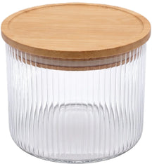 Cookinglife Opbevaringskrukker sæt Lines - Glas med Bambuslåg - ø 11 cm - 600 ml - 3 stk.