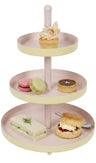 Cookinglife Etagere Metaal - Gul / Rosa - ø 15, 20 & 25 cm - 3-lags - 35 cm høj