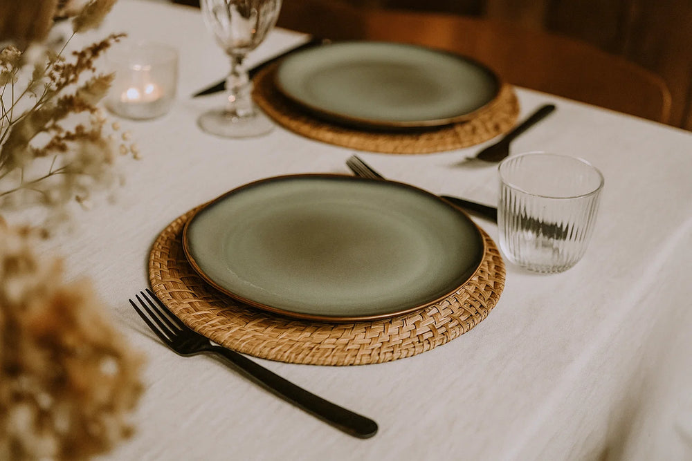 Cookinglife Serviesset Sabi Grøn 18-delig / 6 personer - 6 middagstallerkener, 6 morgenmadstallerkener og 6 skåle