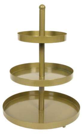 Cookinglife Etagère metal / guld ø 15, 20 & 25 cm - 3-lags - 35 cm høj