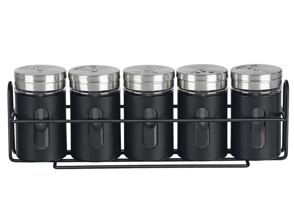 Cookinglife Krydderireol Sort 5-Delt - Med Krydderistrøere 80 ml