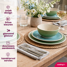 Cookinglife Serviesset Oceanico Turquoise 24-delig / 8 Personen - 8 dinerborden, 8 ontbijtborden og 8 skåle