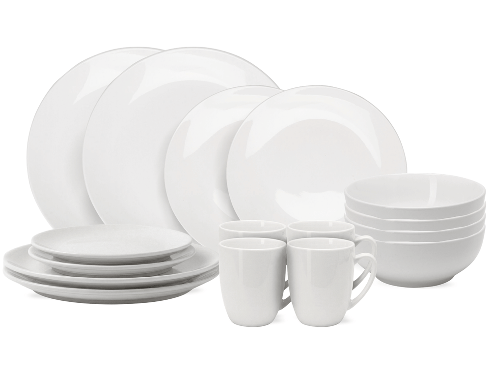 Cookinglife Serviesset Aardewerk Hvid 16-delt / 4 personer - 4 middagstallerkener, 4 morgenmadstallerkener, 4 skåle og 4 krus