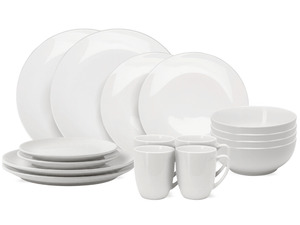 Cookinglife Serviesset Aardewerk Hvid 16-delt / 4 personer - 4 middagstallerkener, 4 morgenmadstallerkener, 4 skåle og 4 krus