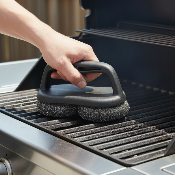Cookinglife BBQ Rengøringsbørste Fire & Flavour 18 x 9 x 10 cm - Ståluld børste - Rengøring af grillrist