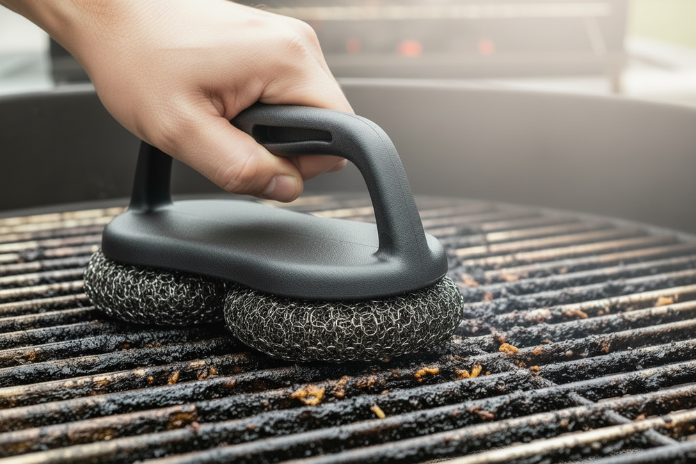Cookinglife BBQ Rengøringsbørste Fire & Flavour 18 x 9 x 10 cm - Ståluld børste - Rengøring af grillrist