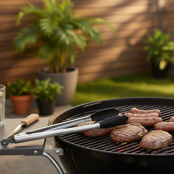Cookinglife BBQ Tang Fire & Flavour RVS 32 cm - BBQ Tool med Sorte Håndtag